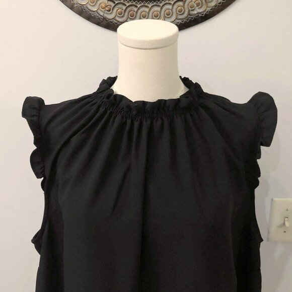 City Chic Black Ruffle Cap Sleeve Blouse | Whimsigoth Rufflecore Top Size S/16 - Picture 4 of 7